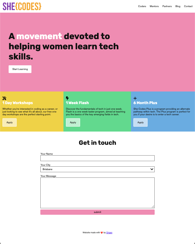 She Codes Website